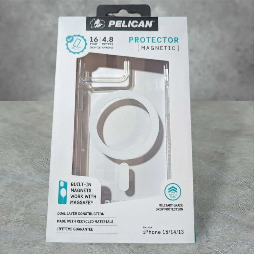 L8. Pelican Protector Case For Apple iPhone 15 / 14 / 13, W/MagSafe Clear